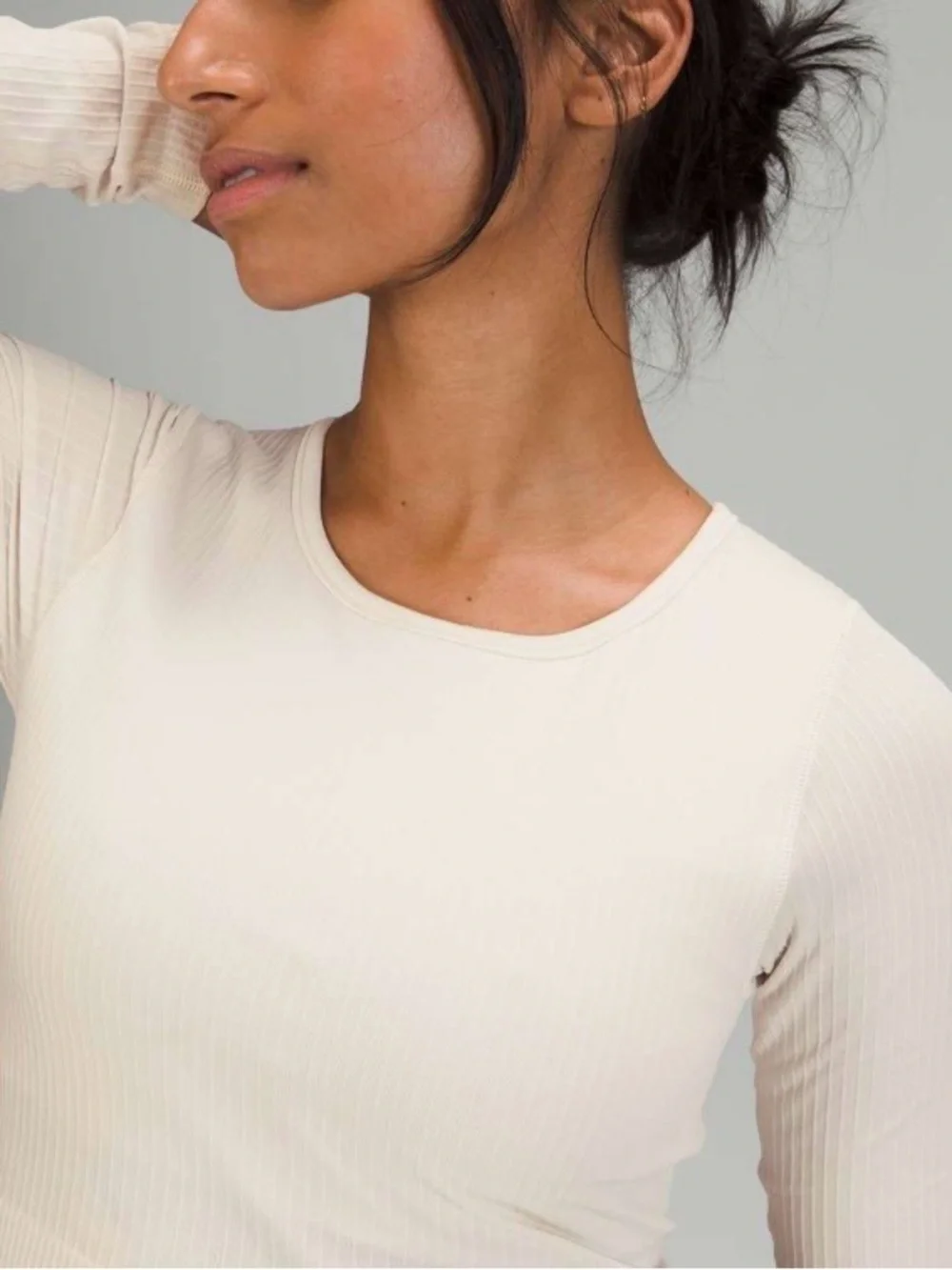 Lululemon Ebb to Street Long Sleeve Crop Top White Opal Size S